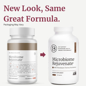 Flacon de Microbiome Rejuvenate BIG BOLD HEALTH ouvert avec capsules