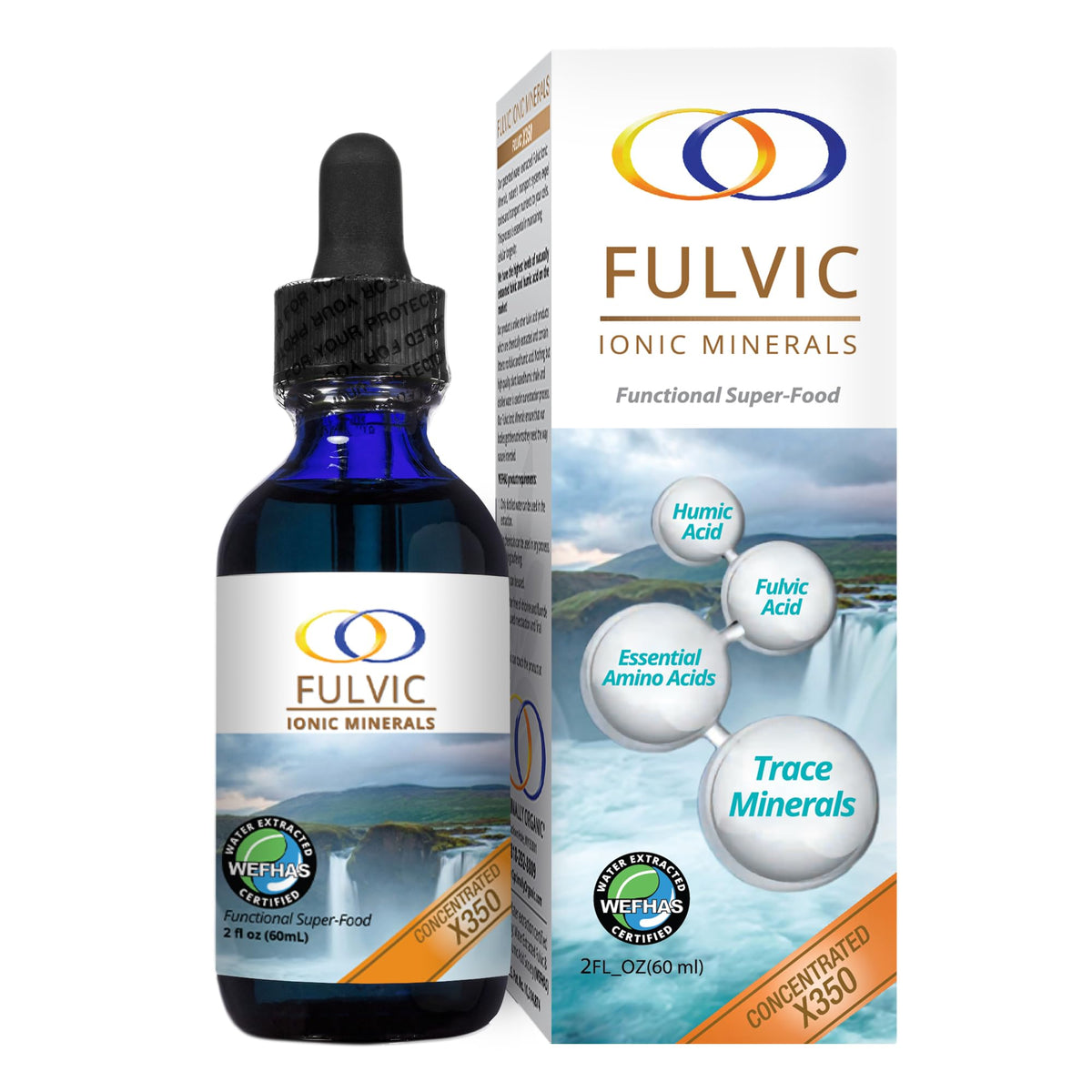 Flacon de minéraux ioniques fulvic X350 d'Optimally Organic, 132g