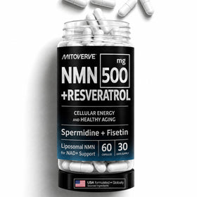 Flacon de MITOVERVE complément liposomal NMN 60 capsules vue de face