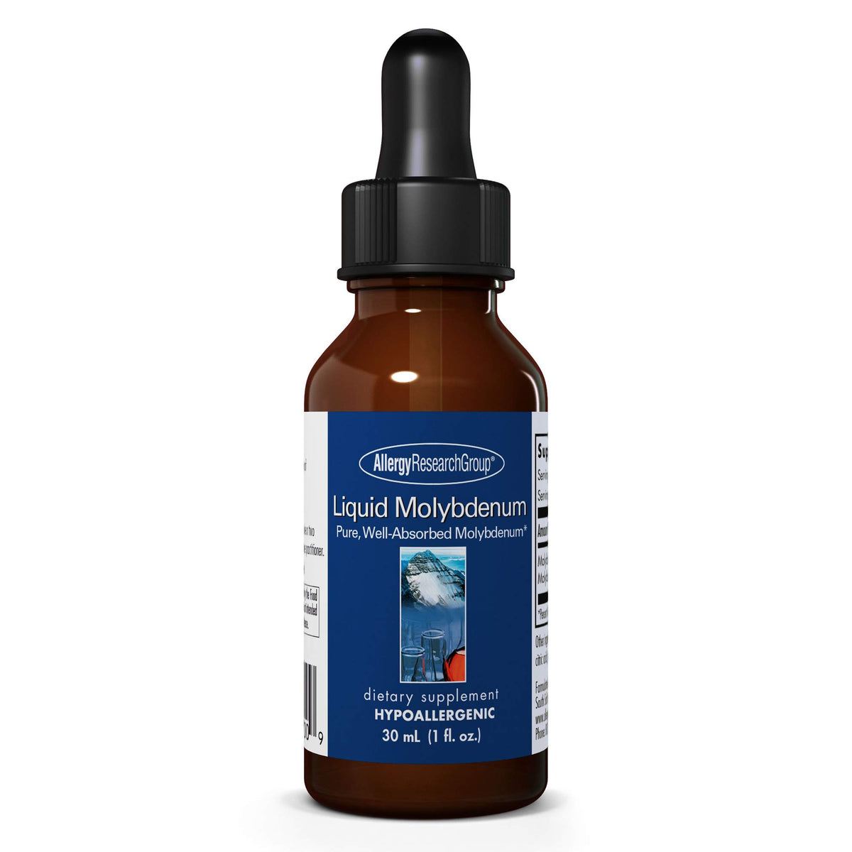 Flacon de Molybdène Liquide d'Allergy Research Group, 30 mL