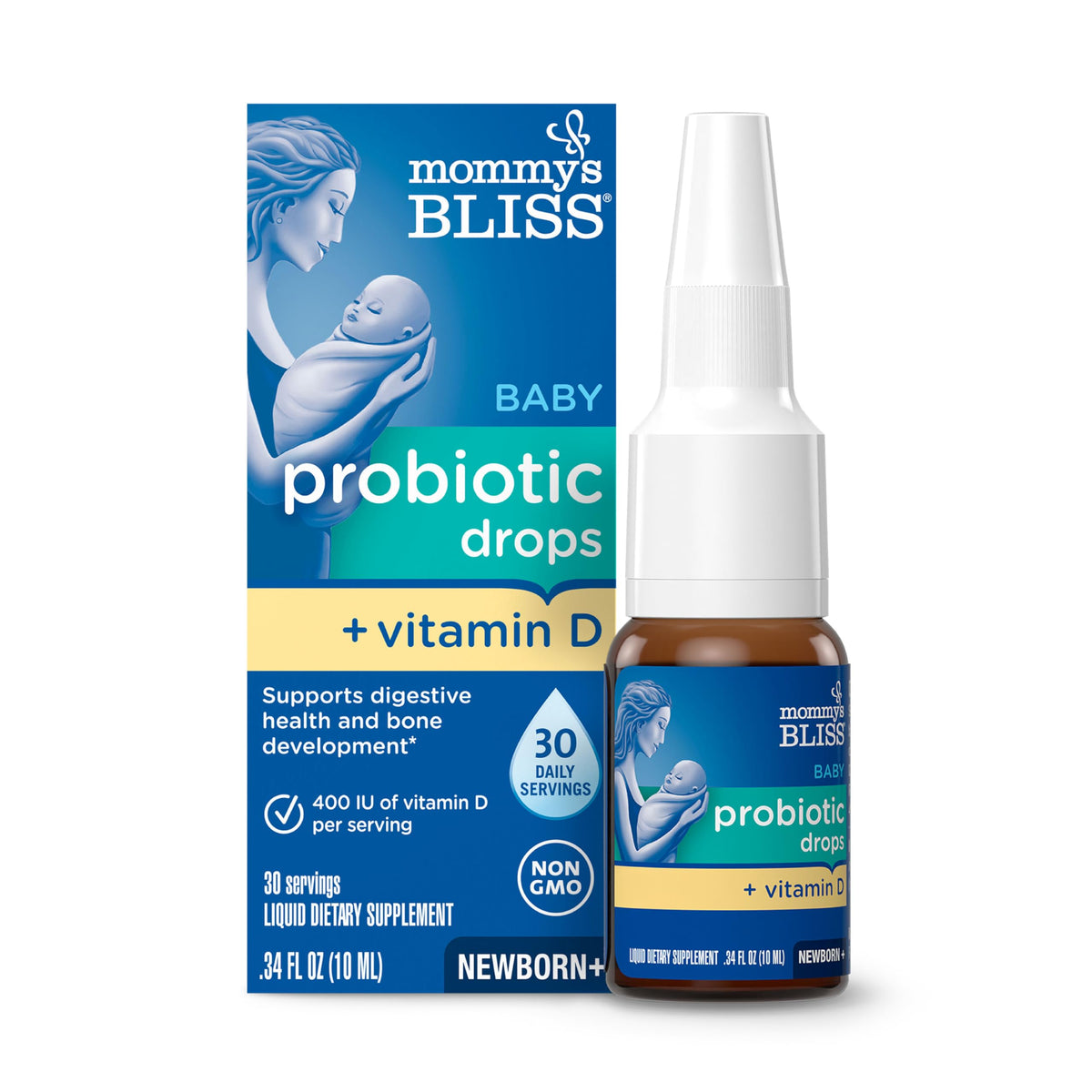 Flacon de Mommy's Bliss Probiotiques pour Bébé 400 IU avec compte-gouttes