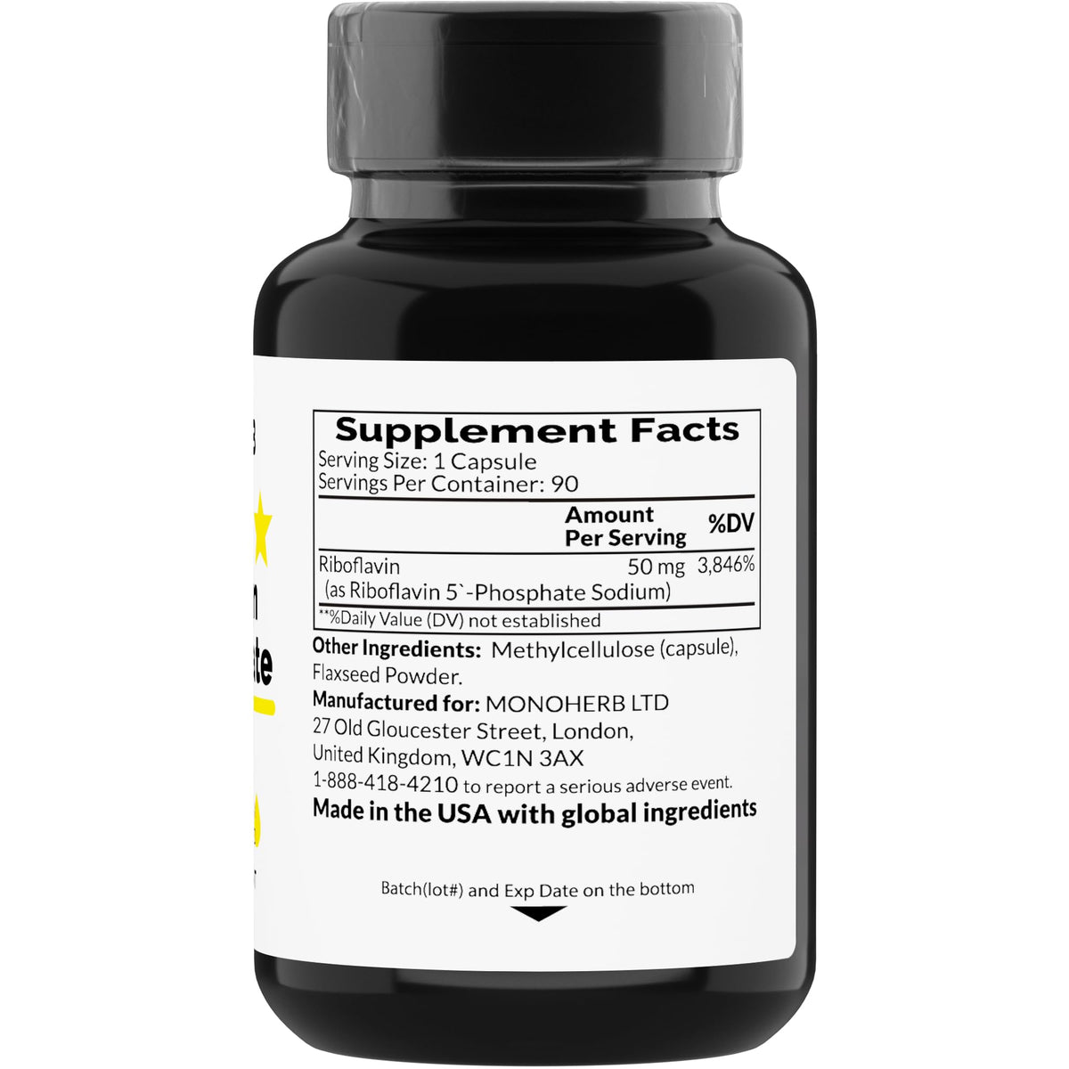 Flacon de MONOHERB Riboflavin 5'-Phosphate avec capsules à l'intérieur