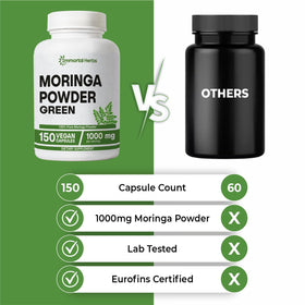 Flacon de Moringa avec étiquette et dosage