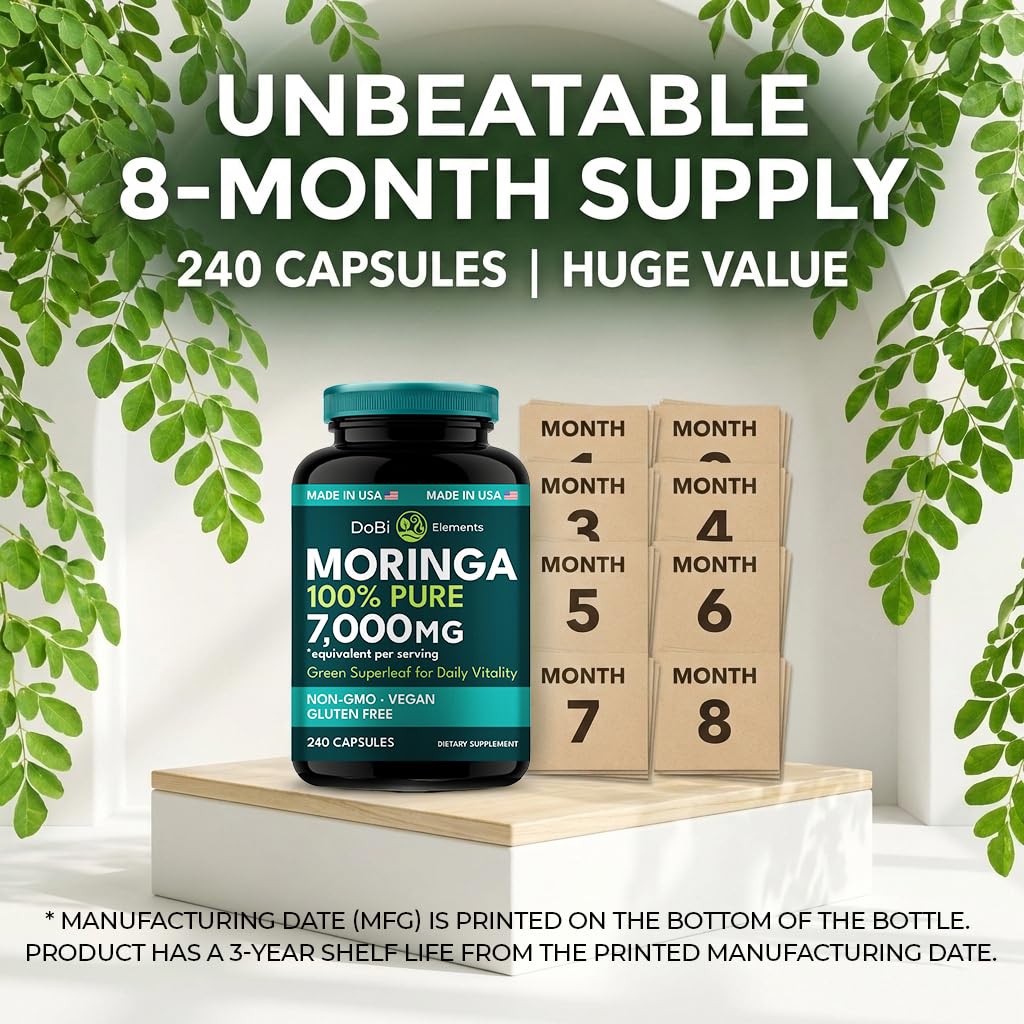 Flacon de Moringa DOBI ouvert avec capsules