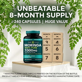 Flacon de Moringa DOBI ouvert avec capsules