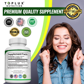 Flacon de Moringa Toplux ouvert avec capsules visibles