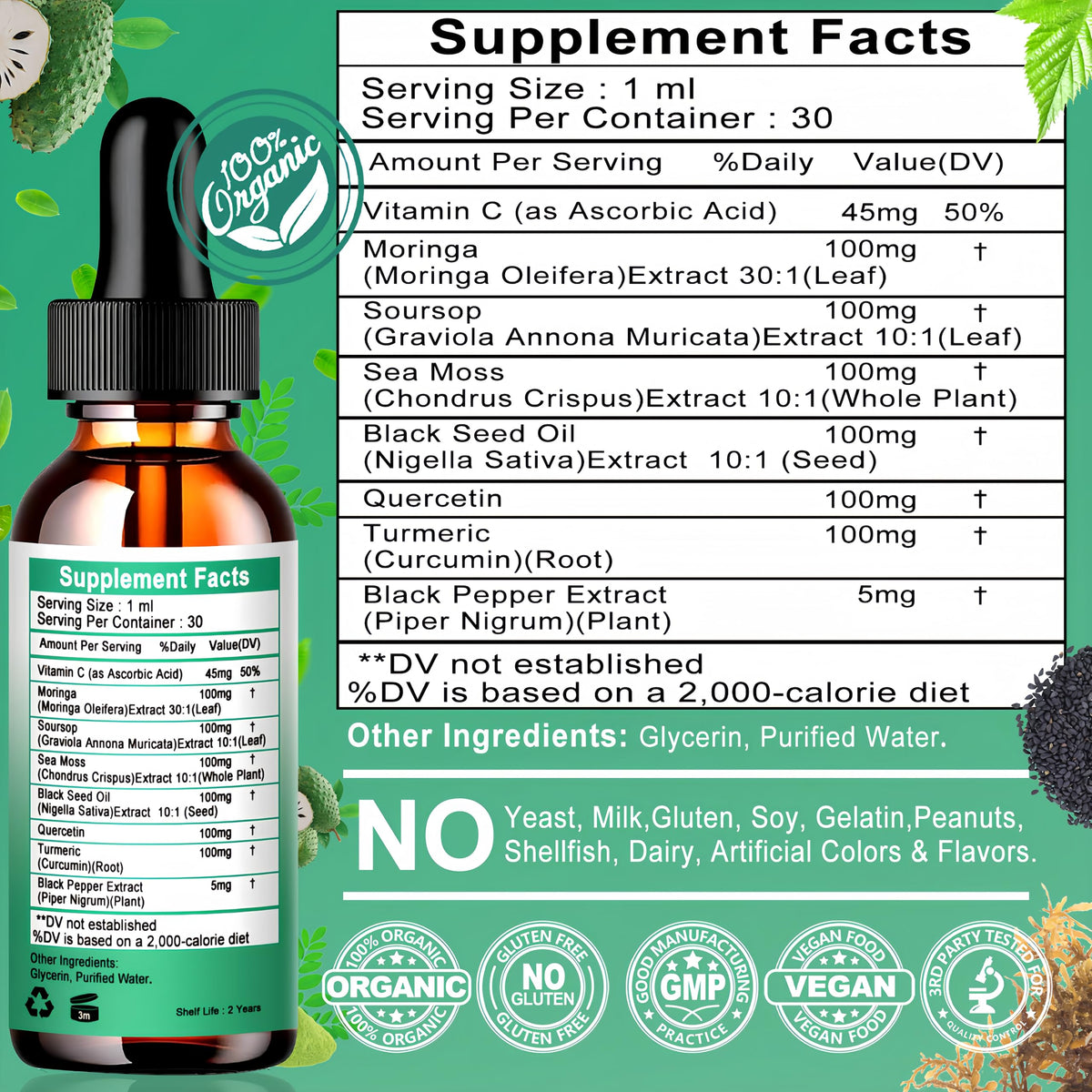 Flacon de Moringa Vita letuo sur une table en bois