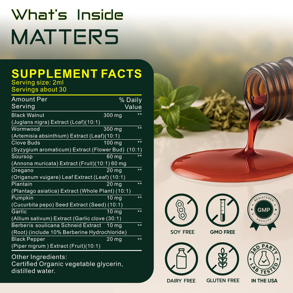 Flacon de Morpha Organics Para Defense avec étiquette visible