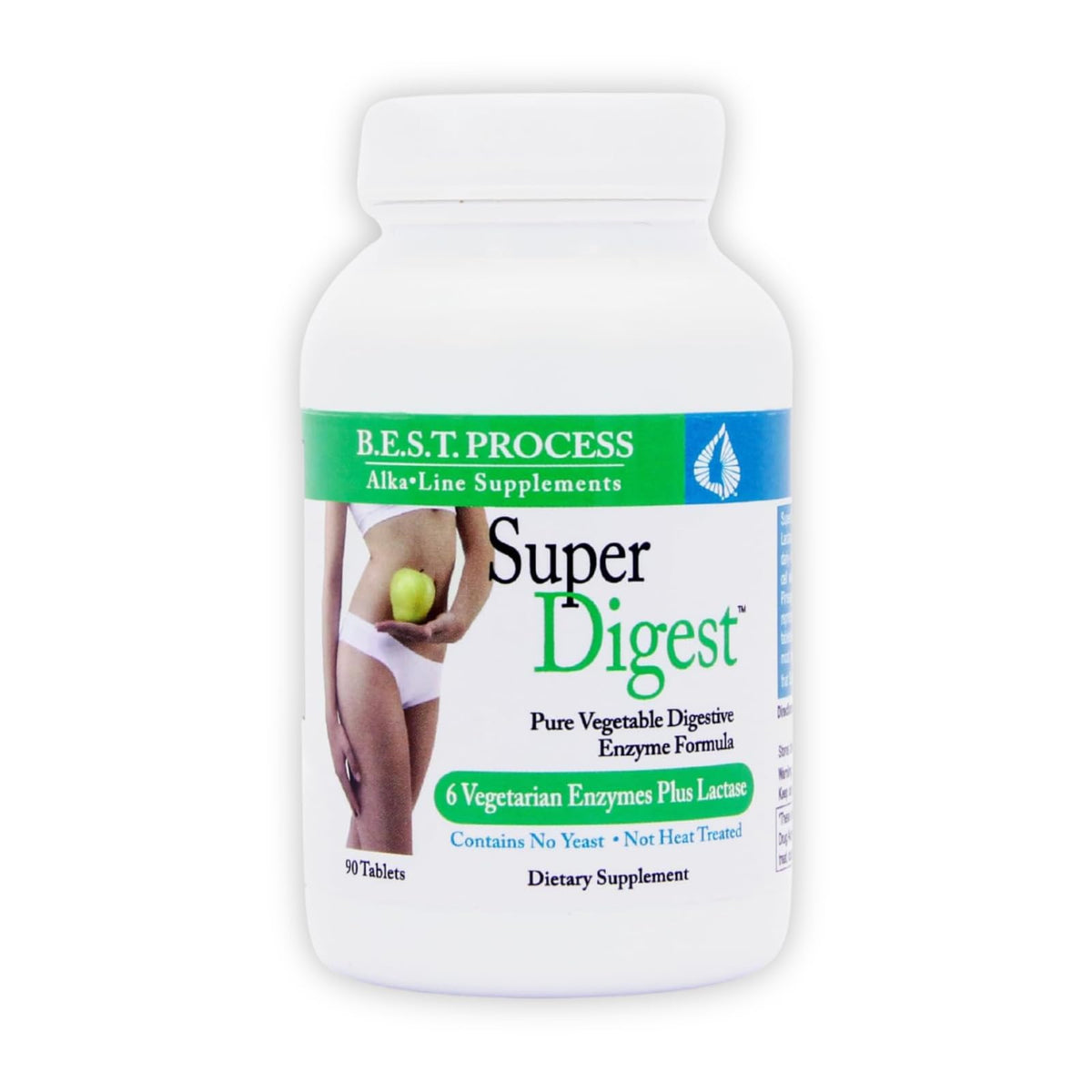 Flacon de Morter SuperDigest avec 90 comprimés de 7 enzymes végétales