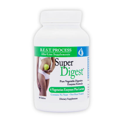 Flacon de Morter SuperDigest avec 90 comprimés de 7 enzymes végétales