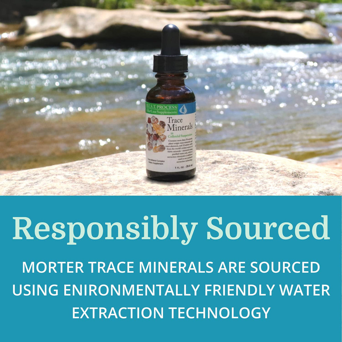 Flacon de Morter Trace Minerals sur une table en bois