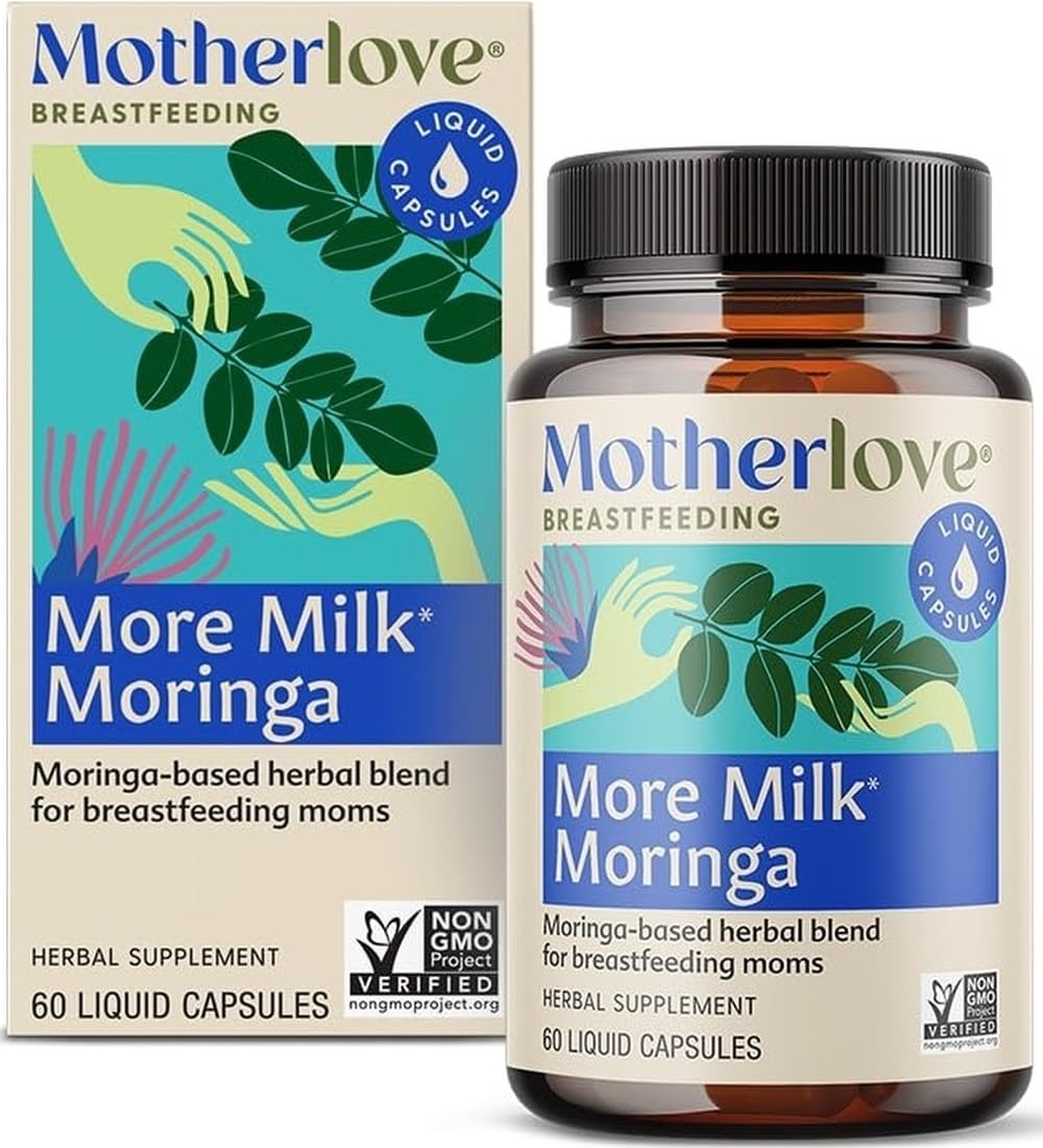 Flacon de Motherlove More Milk Moringa 60 capsules liquides vue de face