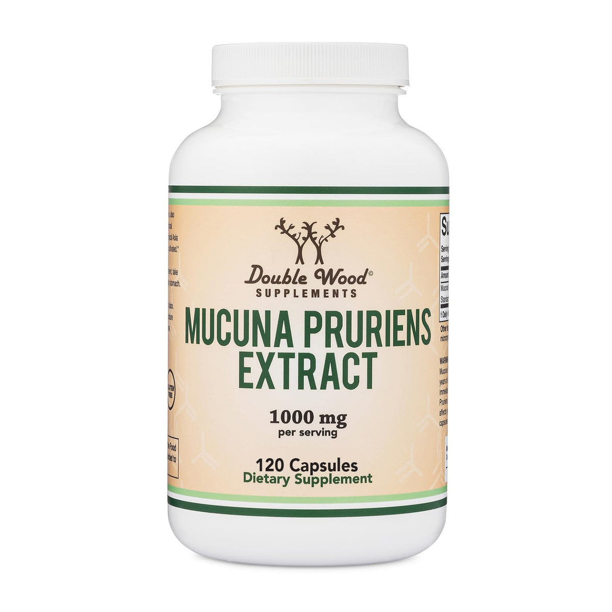 Flacon de Mucuna Pruriens 20% L-Dopa de Double Wood, vue de face