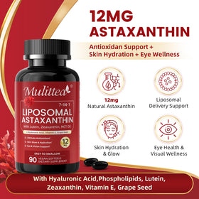 Flacon de Mulittea Astaxanthin avec 90 gélules à l'intérieur