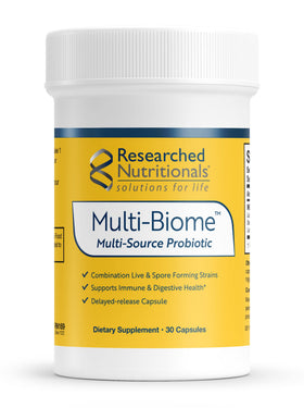 Flacon de Multi-Biome Researched Nutritionals avec 30 capsules