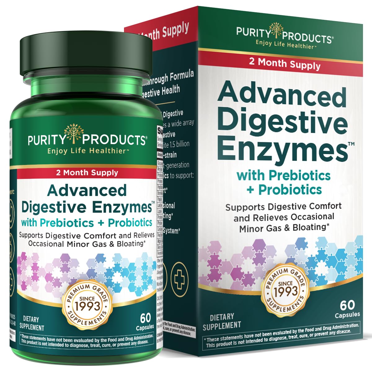 Flacon de Multi-Enzymes Purity Products avec 60 capsules végétariennes