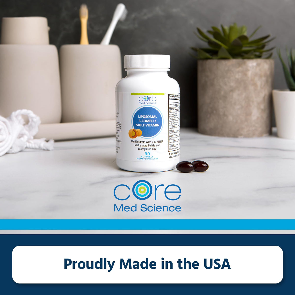Flacon de Multivitamine B-Complex Liposomal Core Med Science avec gélules