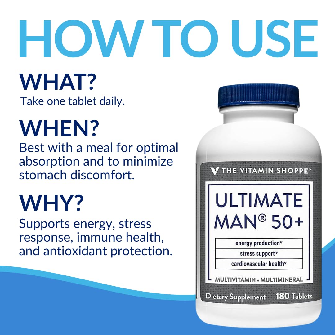 Flacon de Multivitamine Homme 50+ sur une table en bois