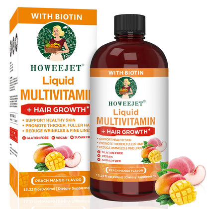 Flacon de multivitamine liquide HOWEEJET 10000mcg de biotine vue de face