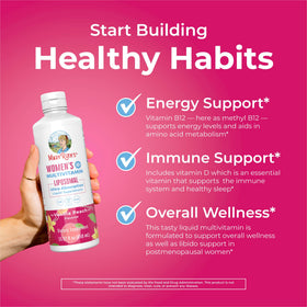 Flacon de multivitamine MARYRUTH'S sur une table en bois