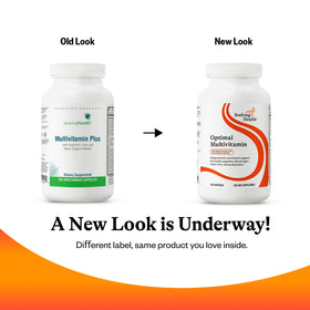 Flacon de multivitamine optimale Seeking Health ouvert avec capsules