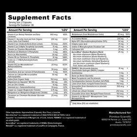 Flacon de multivitamine Primitive Scientific avec capsules à côté