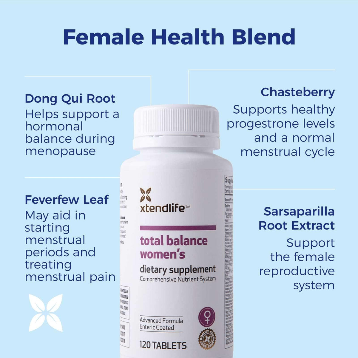 Flacon de multivitamine Xtendlife sur un fond naturel