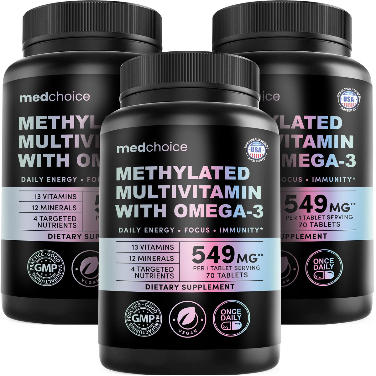 Flacon de multivitamines 29-en-1 MEDCHOICE vue de face