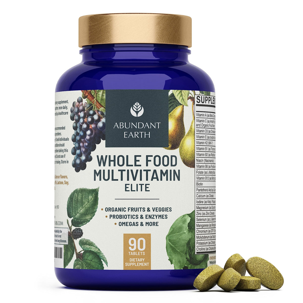 Flacon de multivitamines Abundant Earth contenant 90 capsules