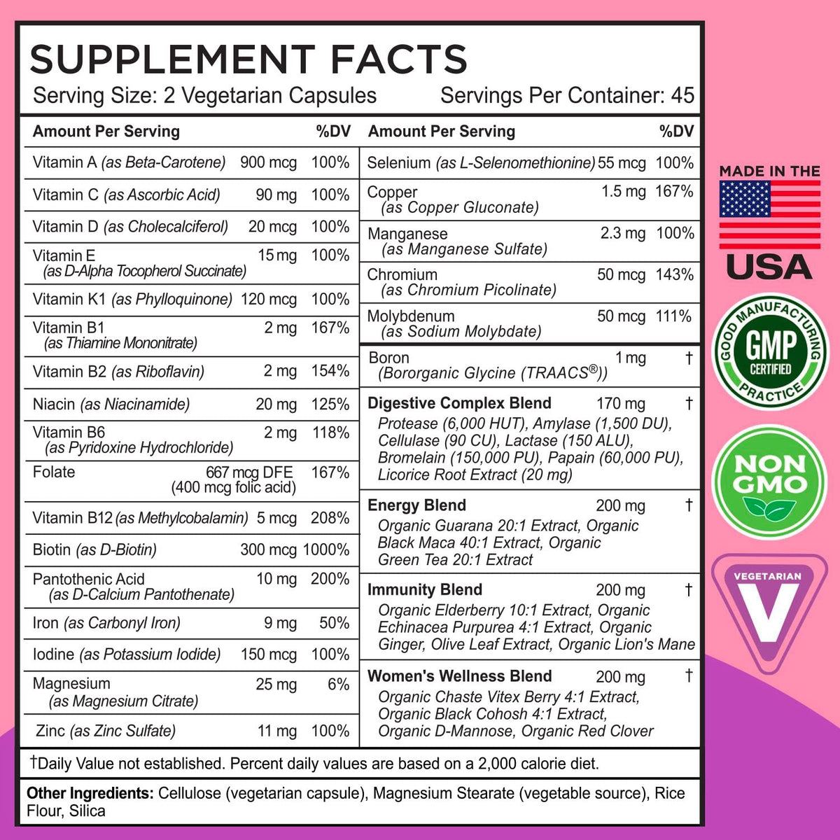 Flacon de multivitamines FarmHaven sur une table