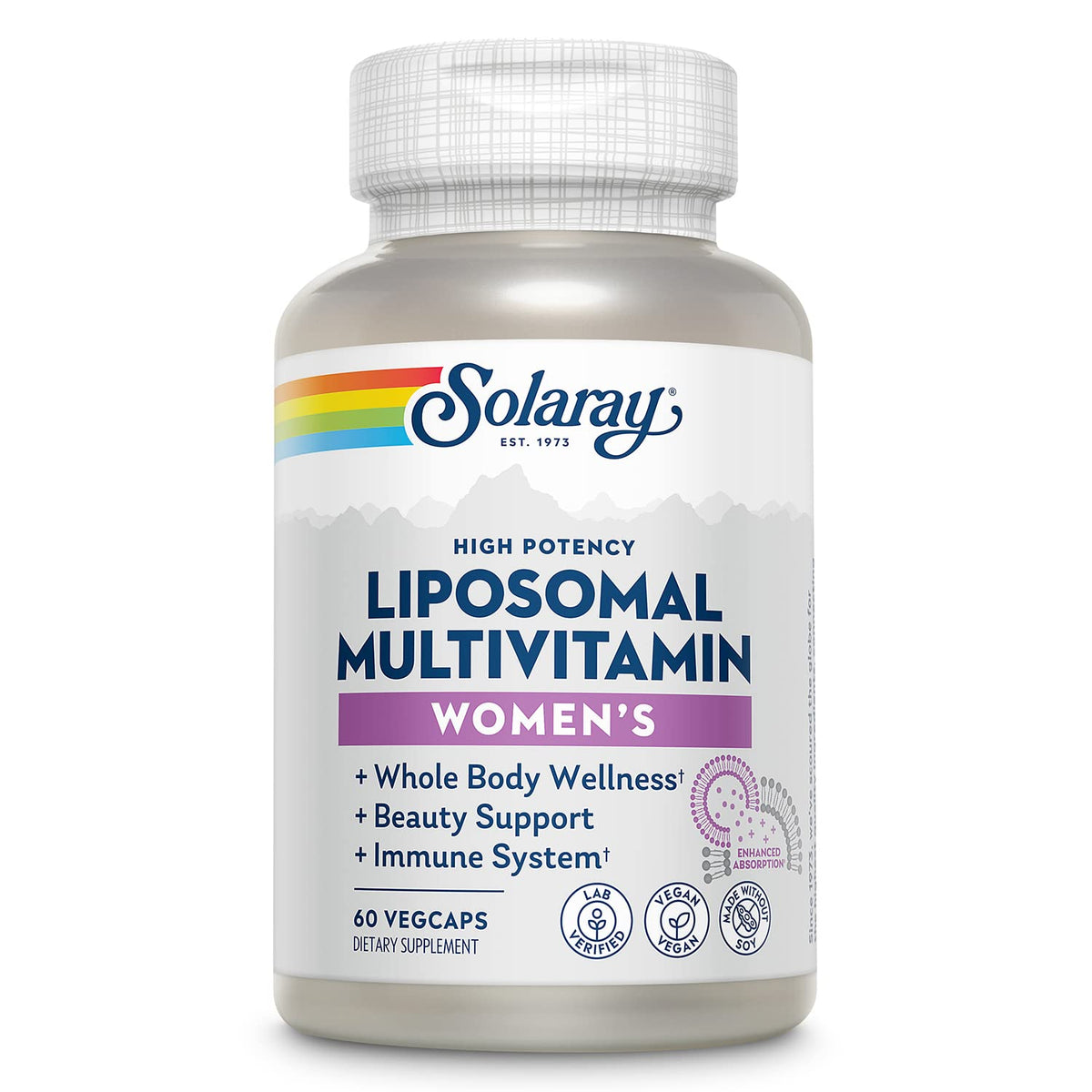 Flacon de multivitamines liposomales SOLARAY pour femmes, 60 VegCaps