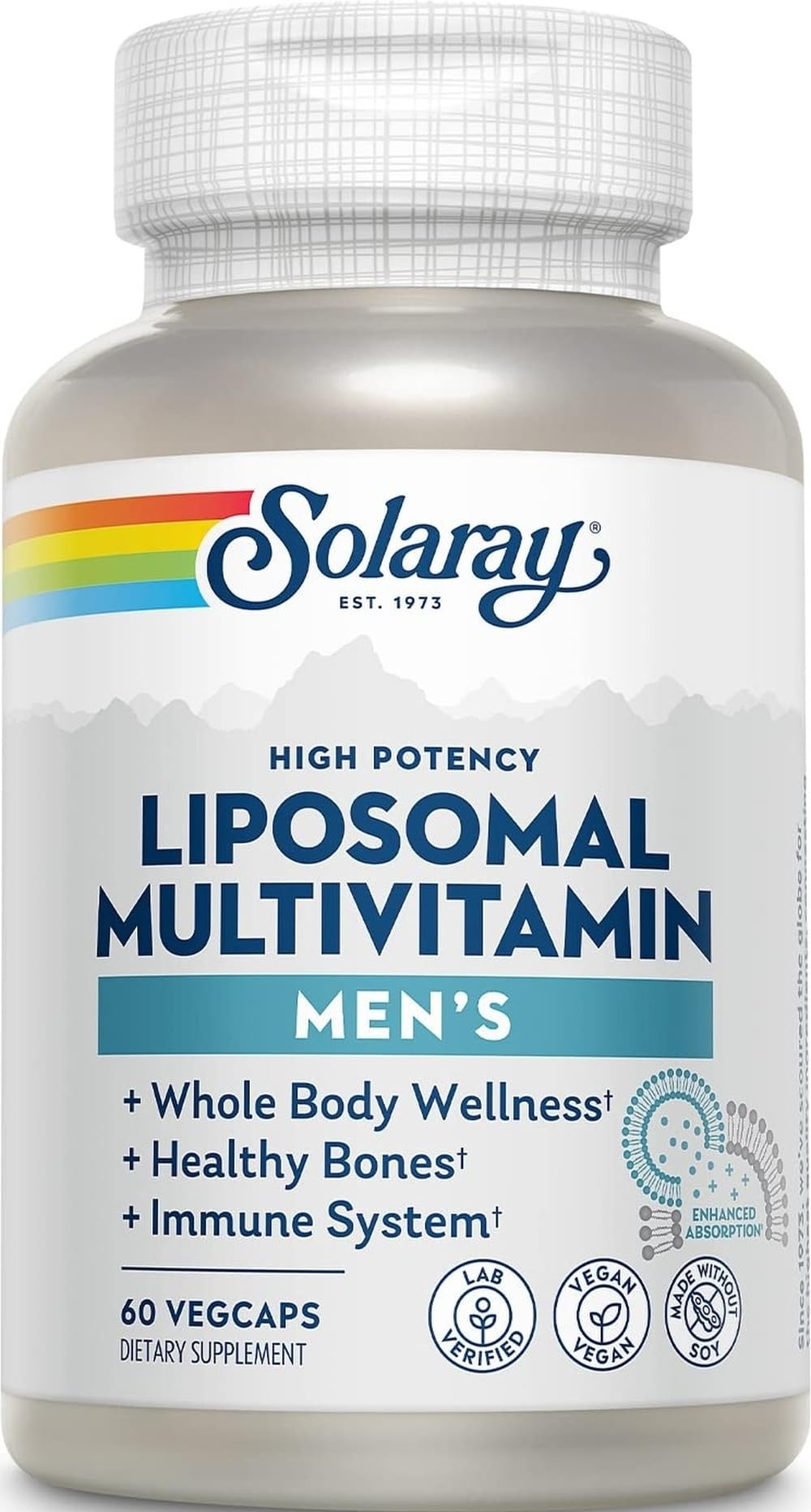 Flacon de multivitamines liposomales SOLARAY pour hommes, 30 capsules végétales
