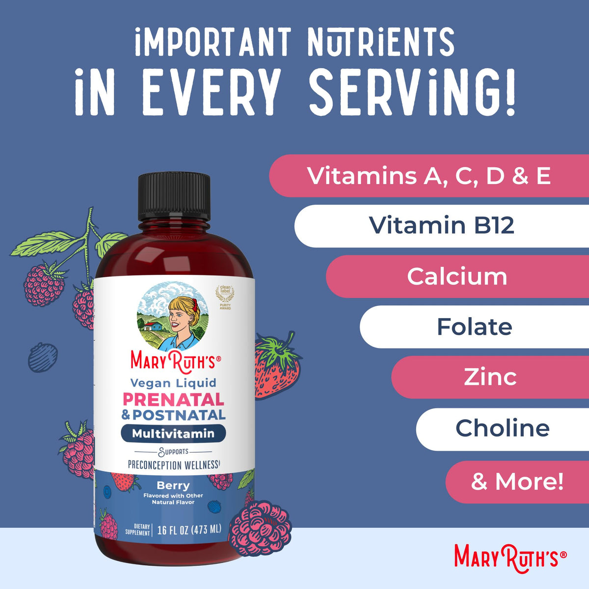 Flacon de multivitamines liquides MARYRUTH'S dans une cuisine