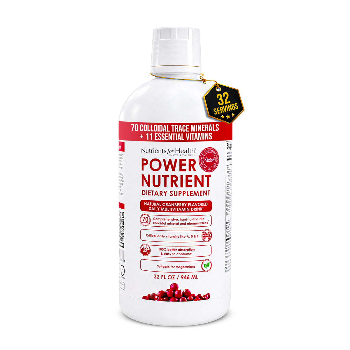 Flacon de multivitamines liquides Rawleigh 32 fl oz saveur canneberge