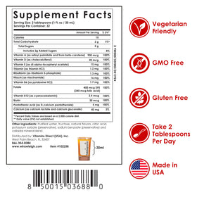 Flacon de multivitamines liquides Rawleigh avec nutrition facts affichés