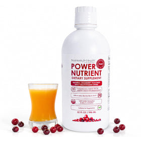 Flacon de multivitamines liquides Rawleigh ouvert avec dose versée