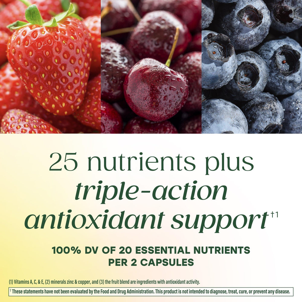 Flacon de multivitamines MegaFood ouvert avec capsules visibles