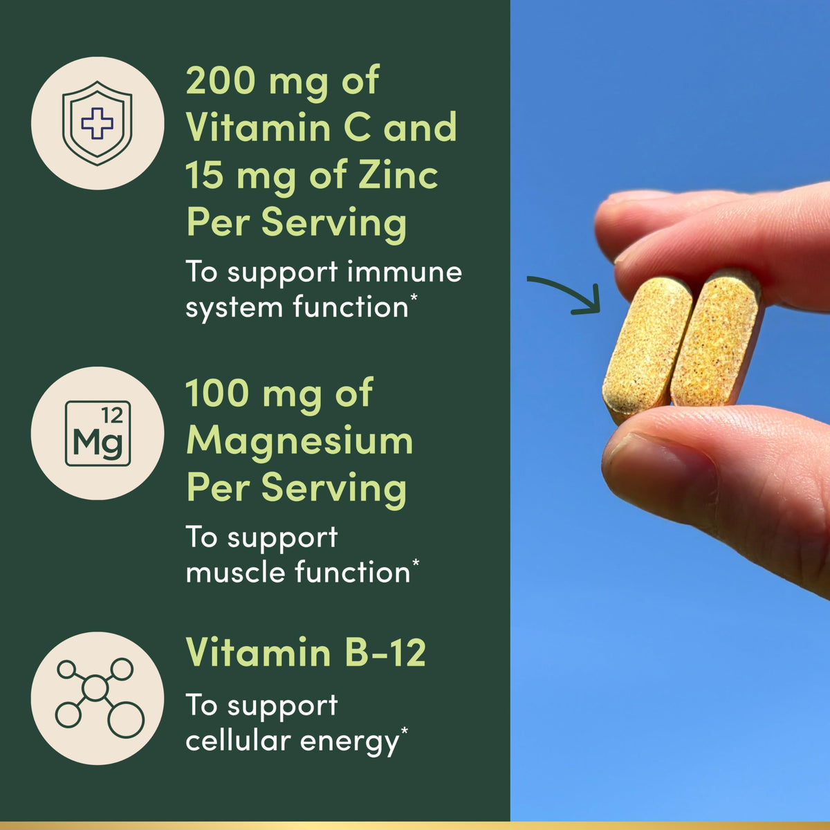 Flacon de multivitamines Nature's Bounty ouvert et caplets à l'intérieur