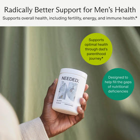 Flacon de multivitamines Needed. pour hommes avec capsules à côté