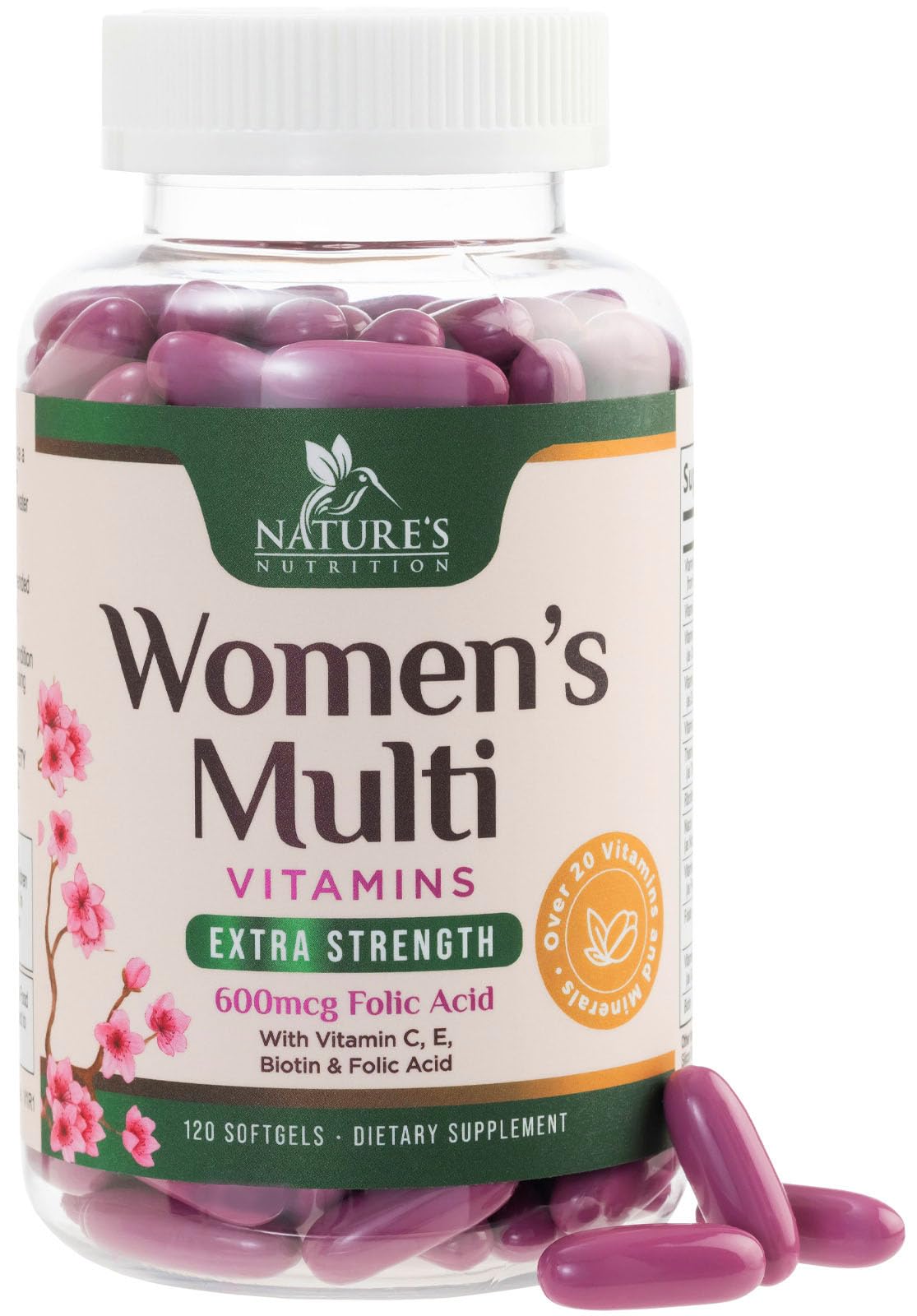 Flacon de multivitamines pour femmes Nature's Nutrition avec 120 gélules
