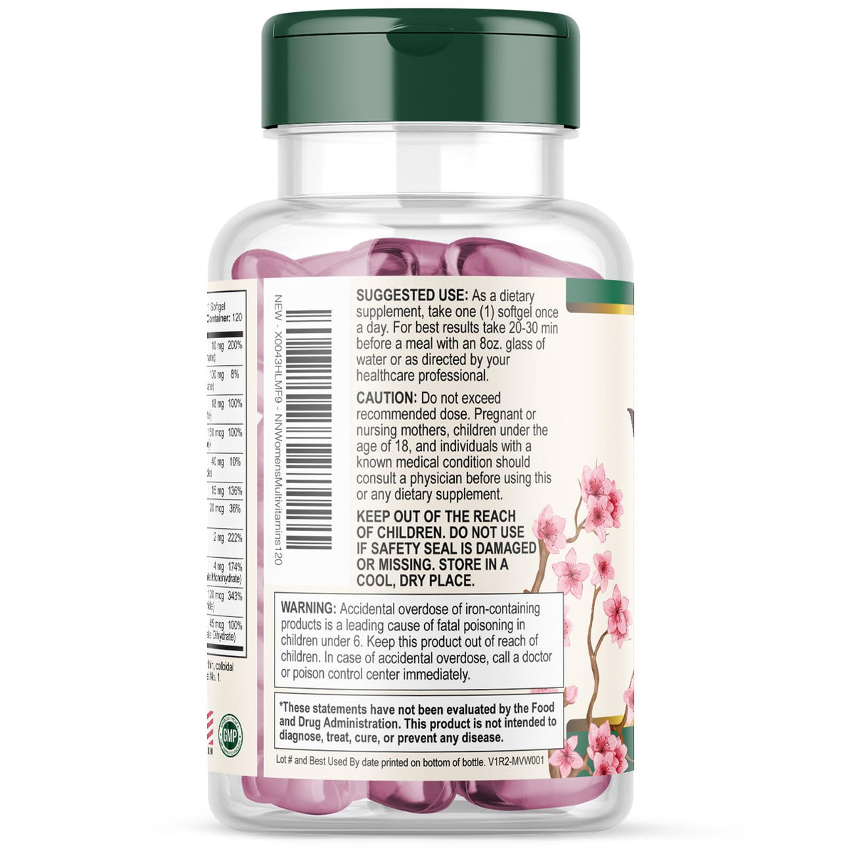 Flacon de multivitamines pour femmes sur une table