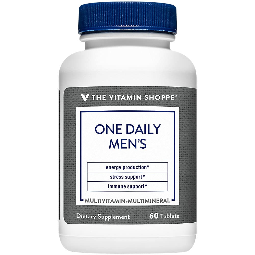 Flacon de multivitamines pour hommes The Vitamin Shoppe ouvert avec comprimés
