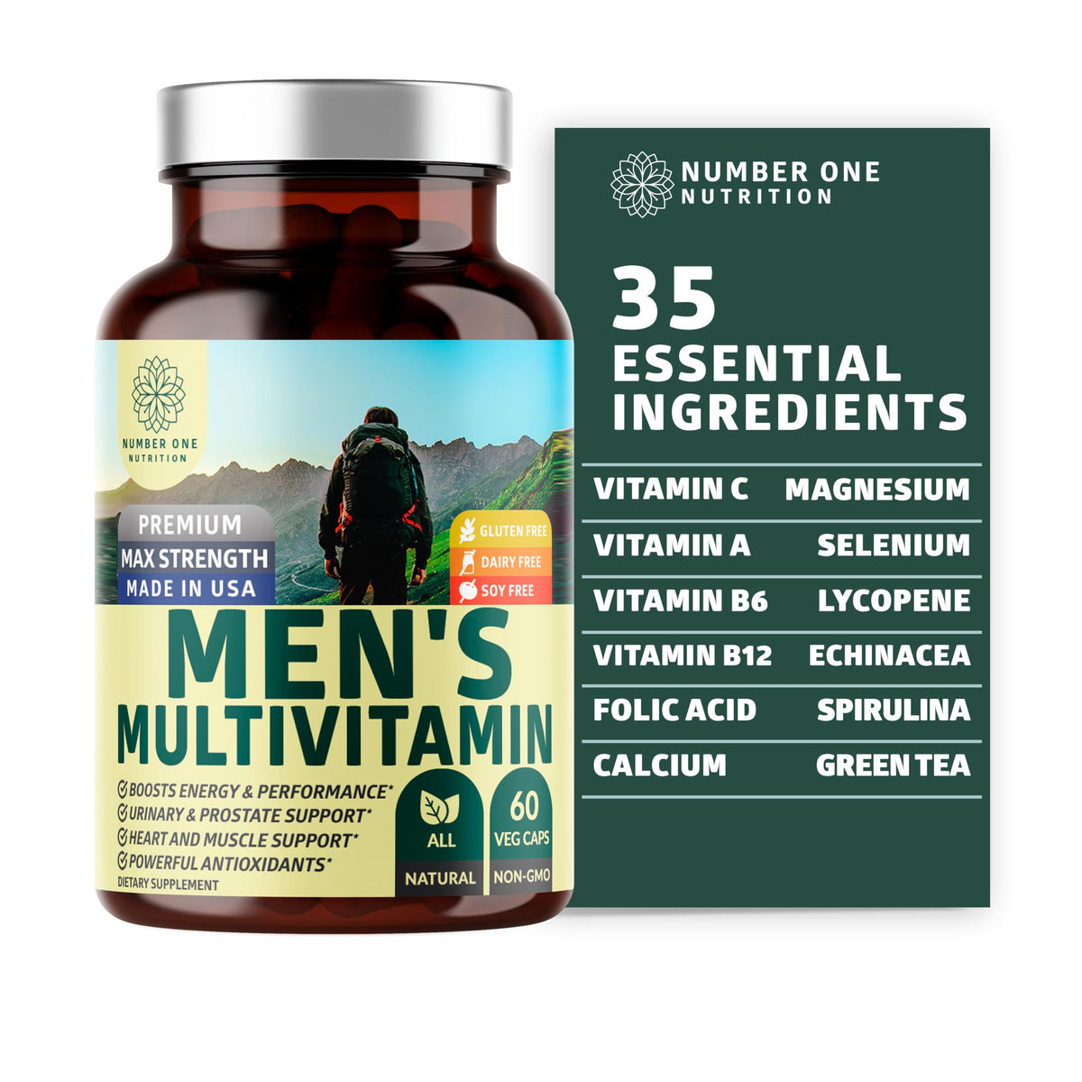 Flacon de multivitamines quotidiennes pour hommes Number One Nutrition