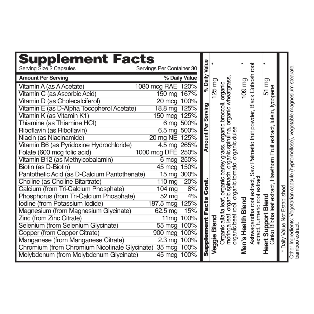 Flacon de Multivitamines Quotidiennes pour Hommes Snap Supplements sur une table