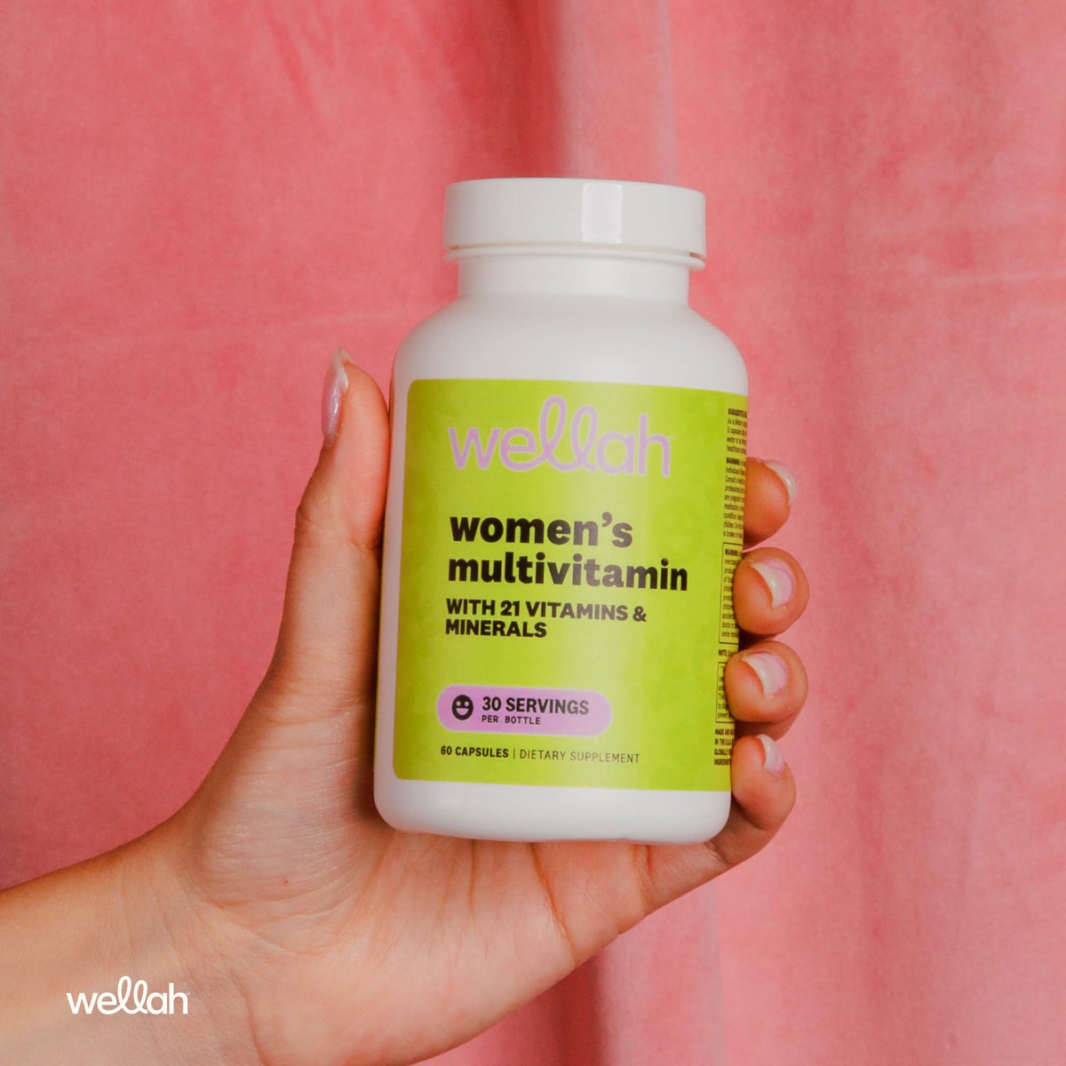 Flacon de multivitamines Wellah avec étiquette détaillée