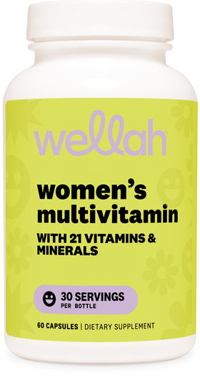 Flacon de multivitamines Wellah pour femmes 60 capsules vue de face