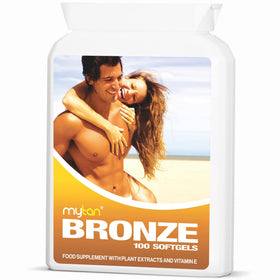 Flacon de MyTan Bronze 100 softgels avec étiquette visible