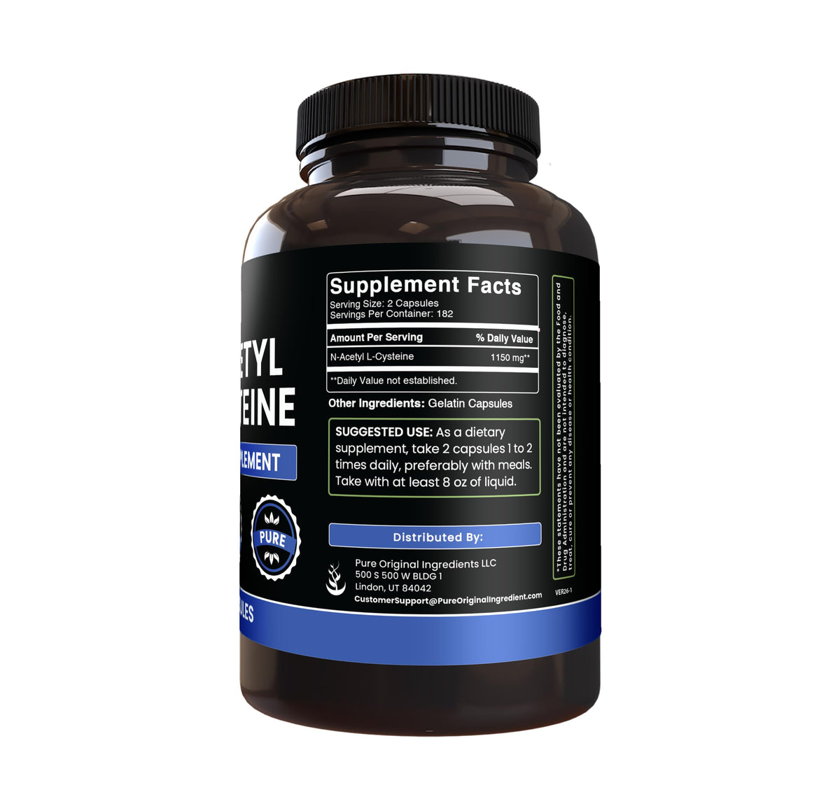 Flacon de N-Acetyl L-Cystéine avec 365 capsules