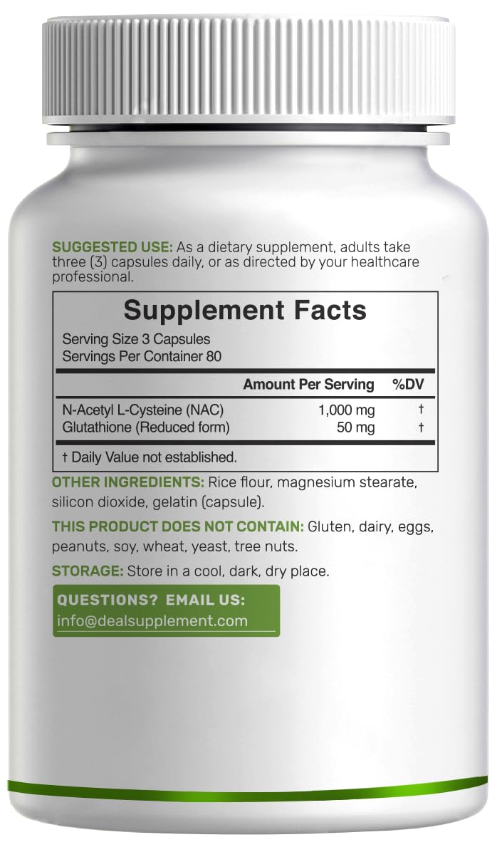 Flacon de NAC 1 000 mg avec glutathion sur une table