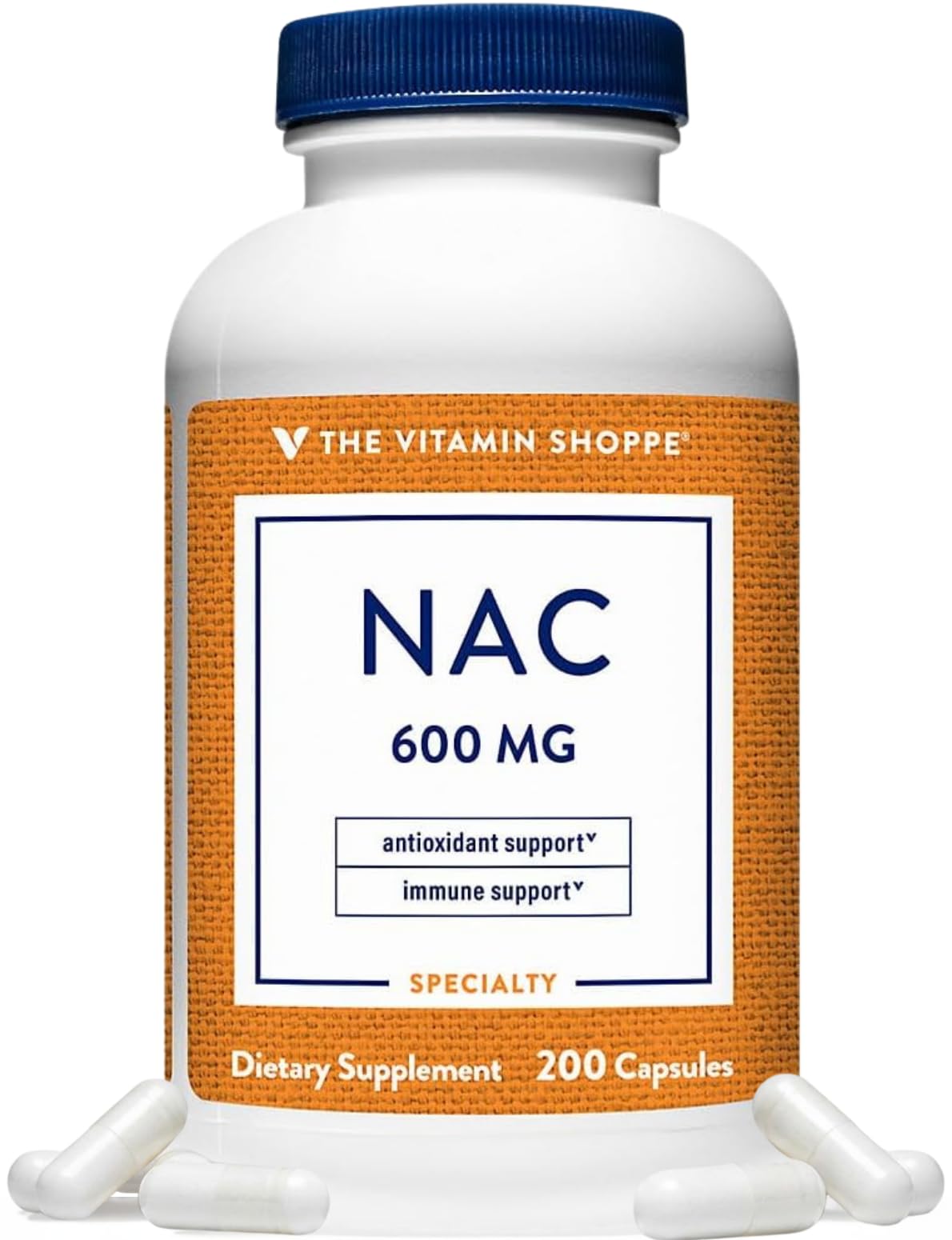 Flacon de NAC 600mg de The Vitamin Shoppe avec 200 capsules